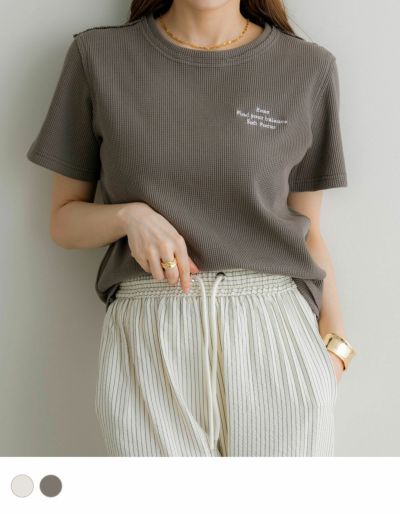刺繍ワッフルTシャツ