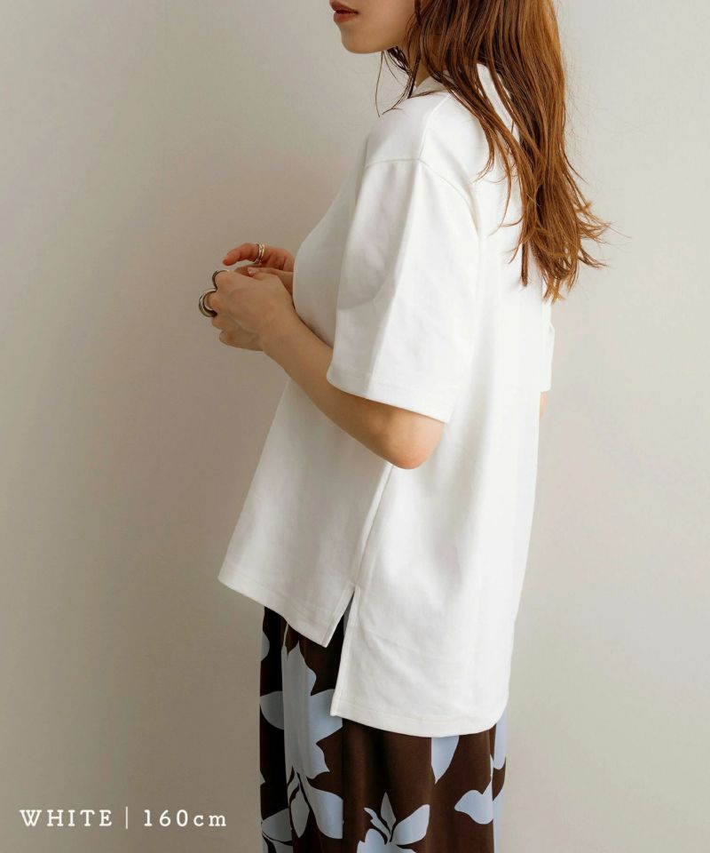 tシャツ 「NOAHL」「accoさんコラボ」ストレッチコットンヘンリーネックTシャツ レディース accoさんコラボ》ストレッチコットンヘンリーネックTシャツ
